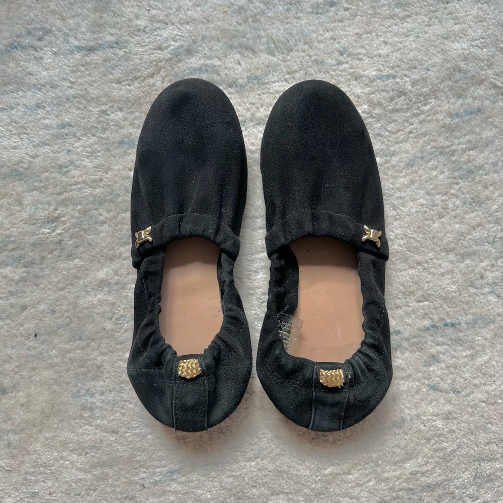 An Hour And A Shower Black Suede Scrunch Mules Shoes Leather EU 36 US 6 Flats